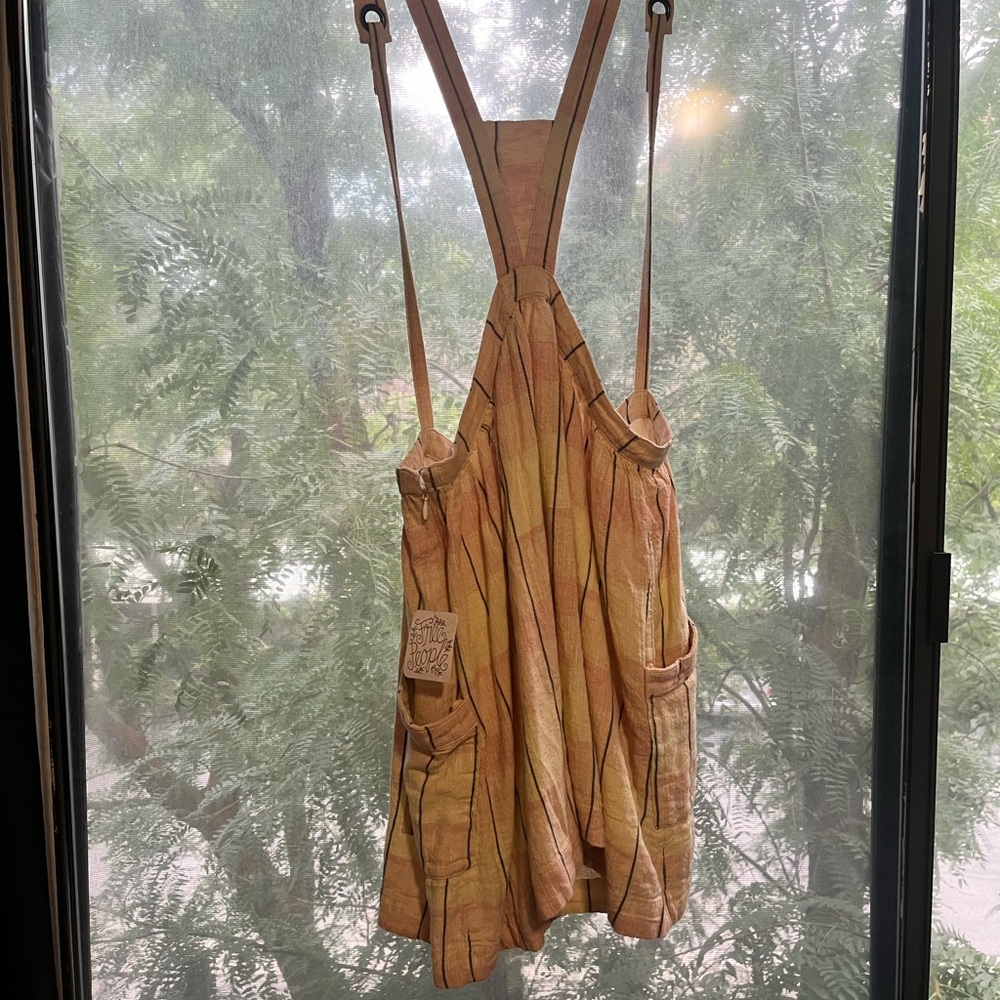 NWT Free People Linen Suspender Overall Skirt 10 - Picture 3 of 7
